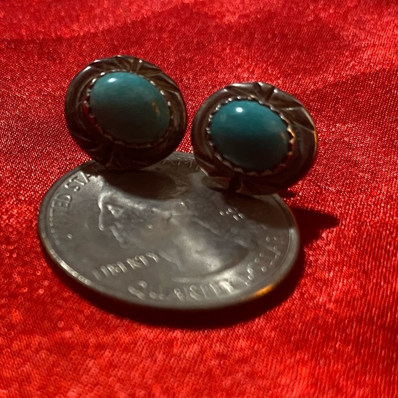 Sterling Turquoise Antique Earrings - Picture 11 of 11